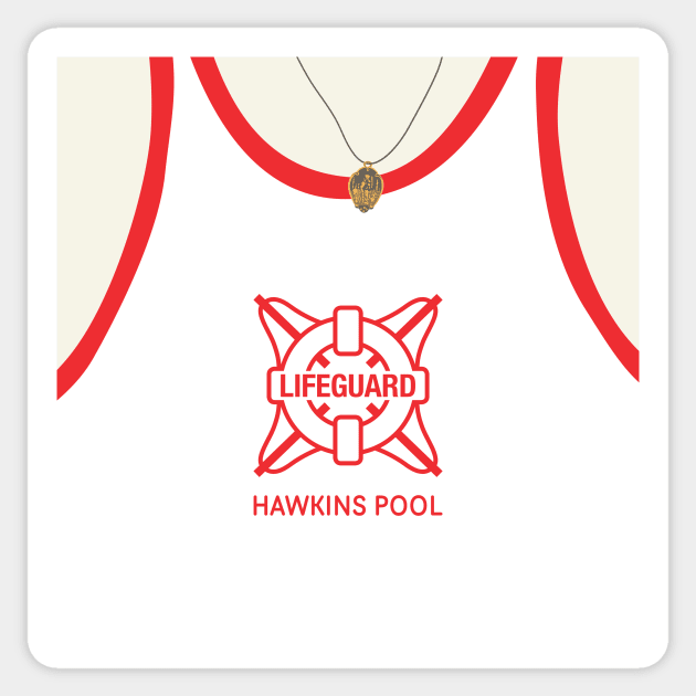 Stranger Hawkins Lifeguard Sticker by Gothenburg Print